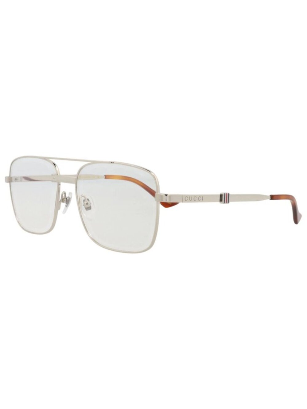 New Gucci Women's Sunglasses Aviator Metal Frame Mens Silver Silver Transparent
